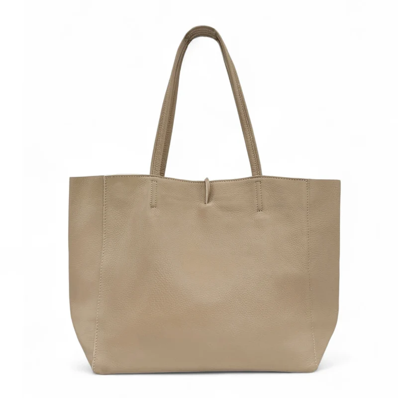 Sac cabas en cuir grainé HOBART Taupe