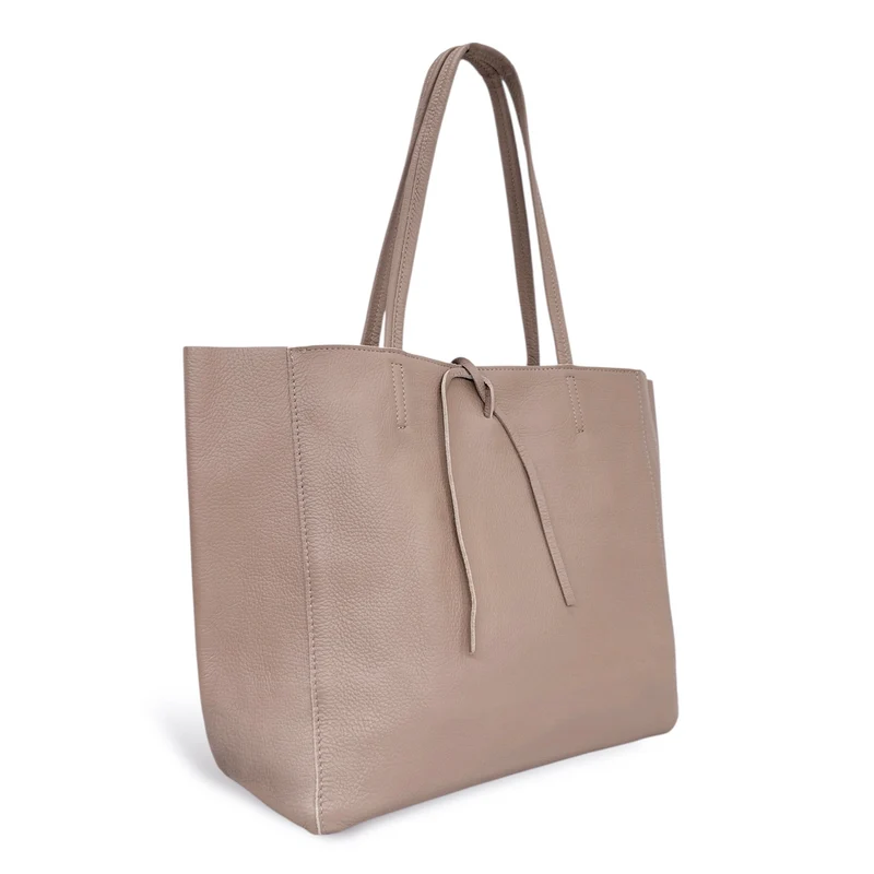 Sac cabas en cuir grainé HOBART Rose nude