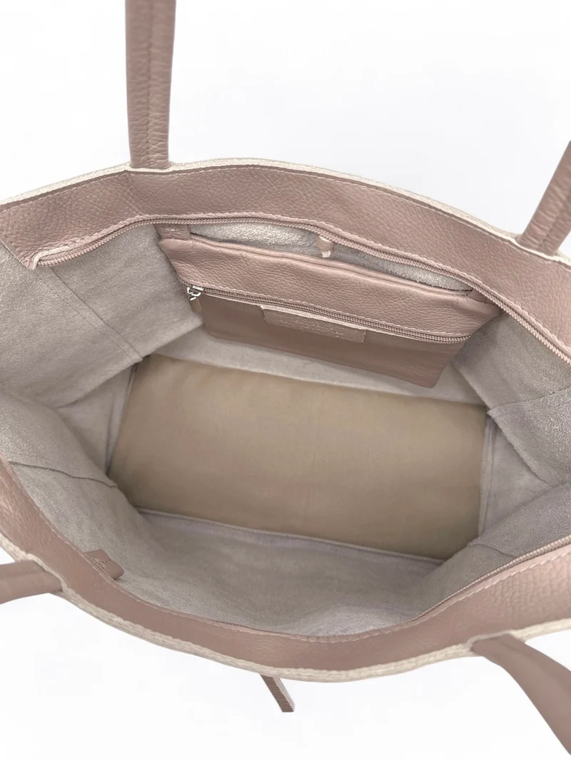 Sac cabas en cuir grainé HOBART Rose nude