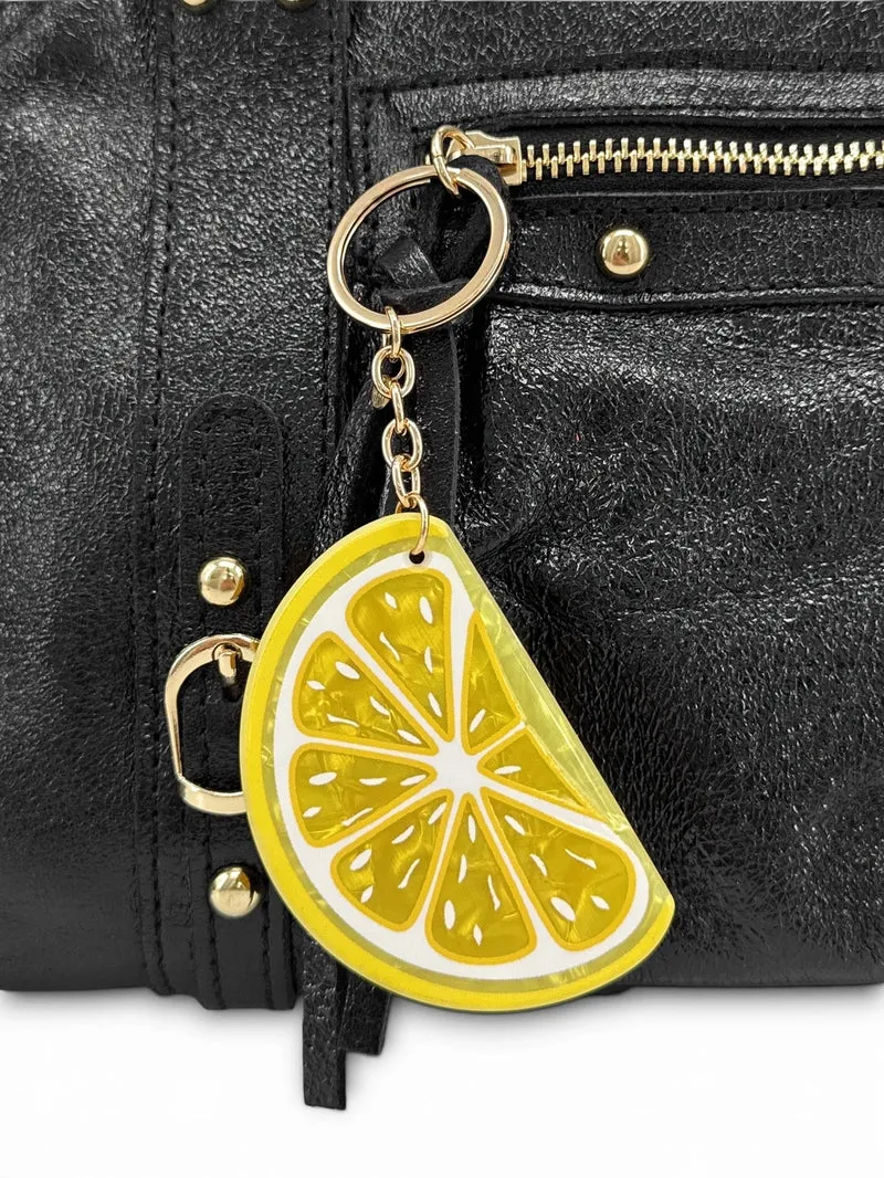 Porte-clés en métal et acrylique LEMON