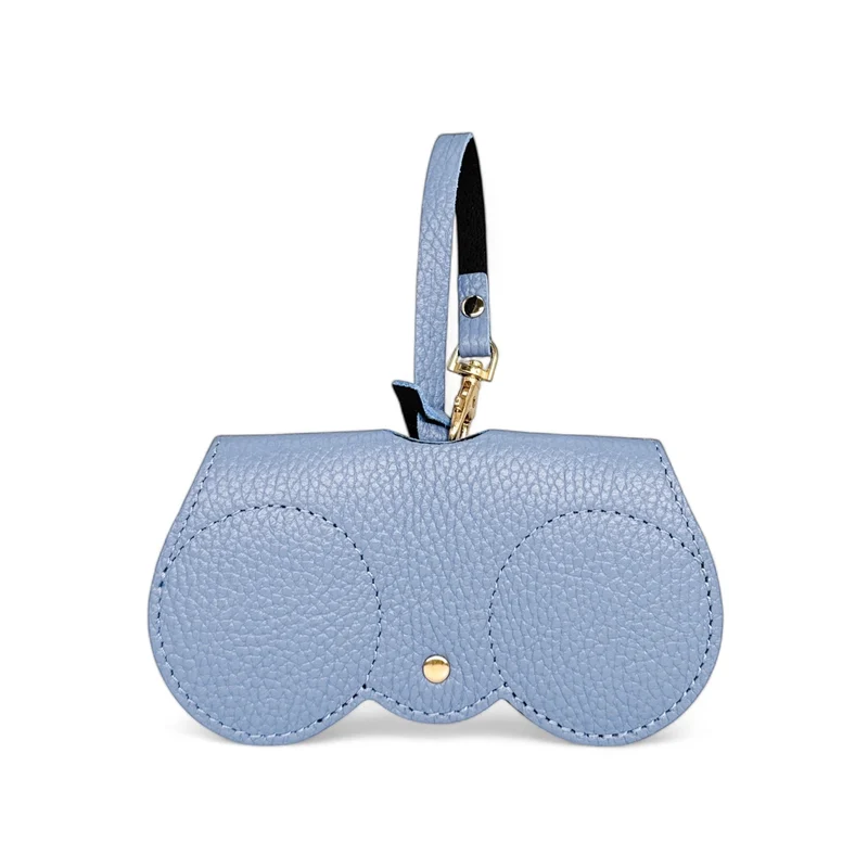 Etui à lunettes en cuir grainé PEANUT Bleu pastel