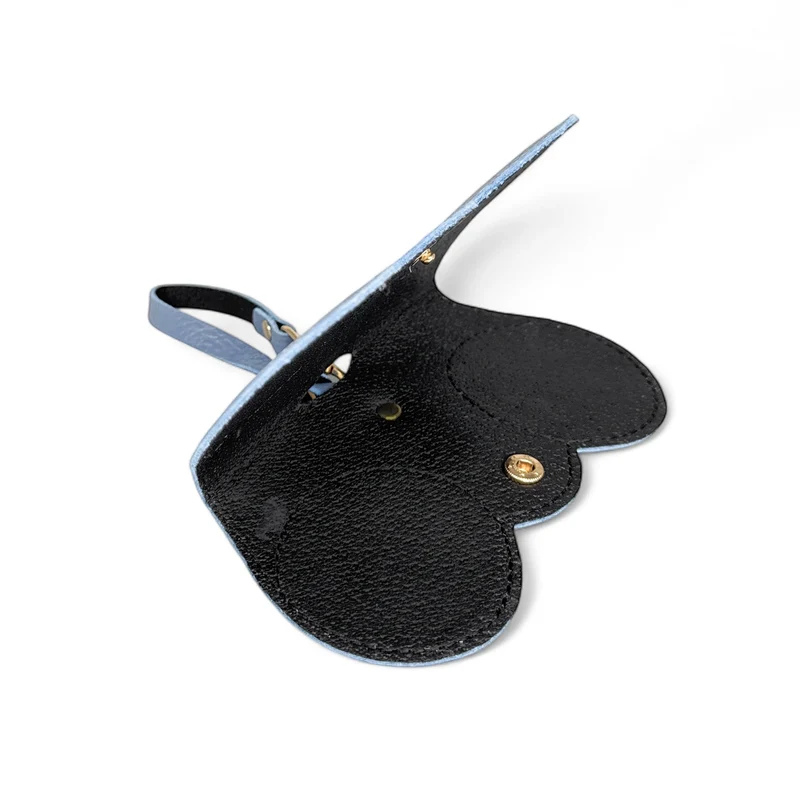 Etui à lunettes en cuir grainé PEANUT Bleu pastel