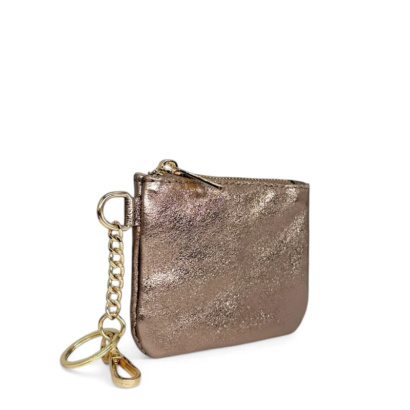 Porte-monnaie porte-clés en cuir irisé POCKET GLOW Champagne