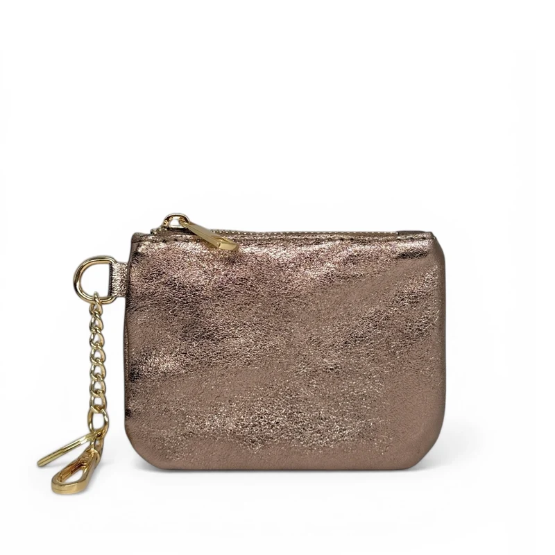 Porte-monnaie porte-clés en cuir irisé POCKET GLOW Champagne