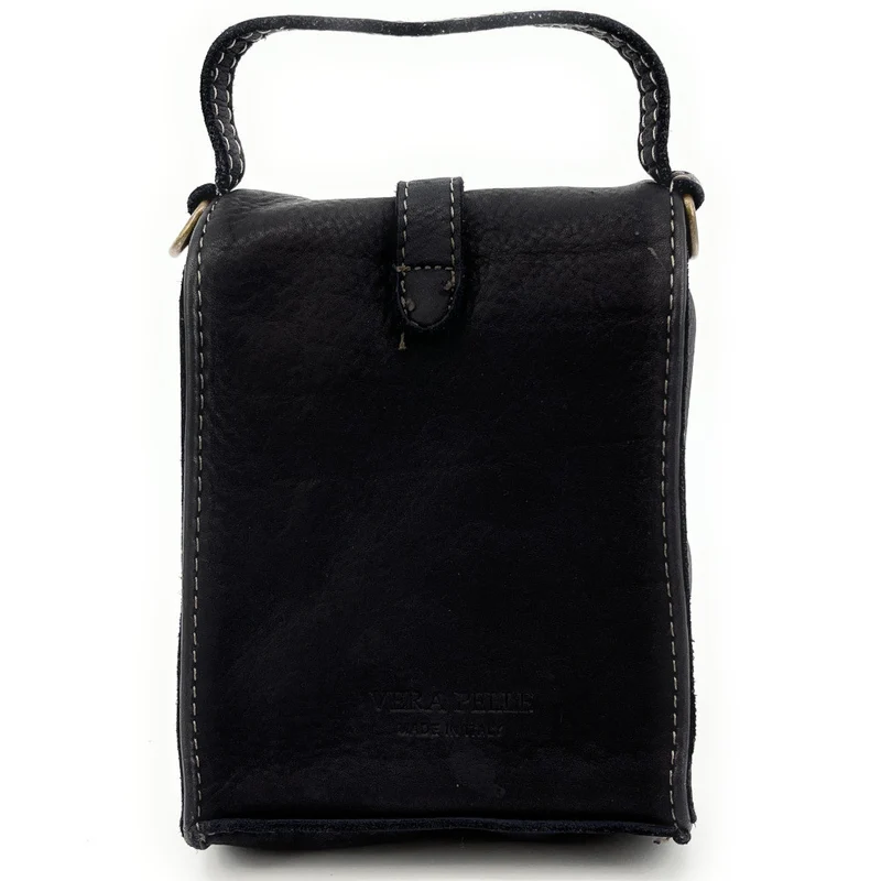 Mini-sac pochette bandoulière en cuir vintage OHM Noir