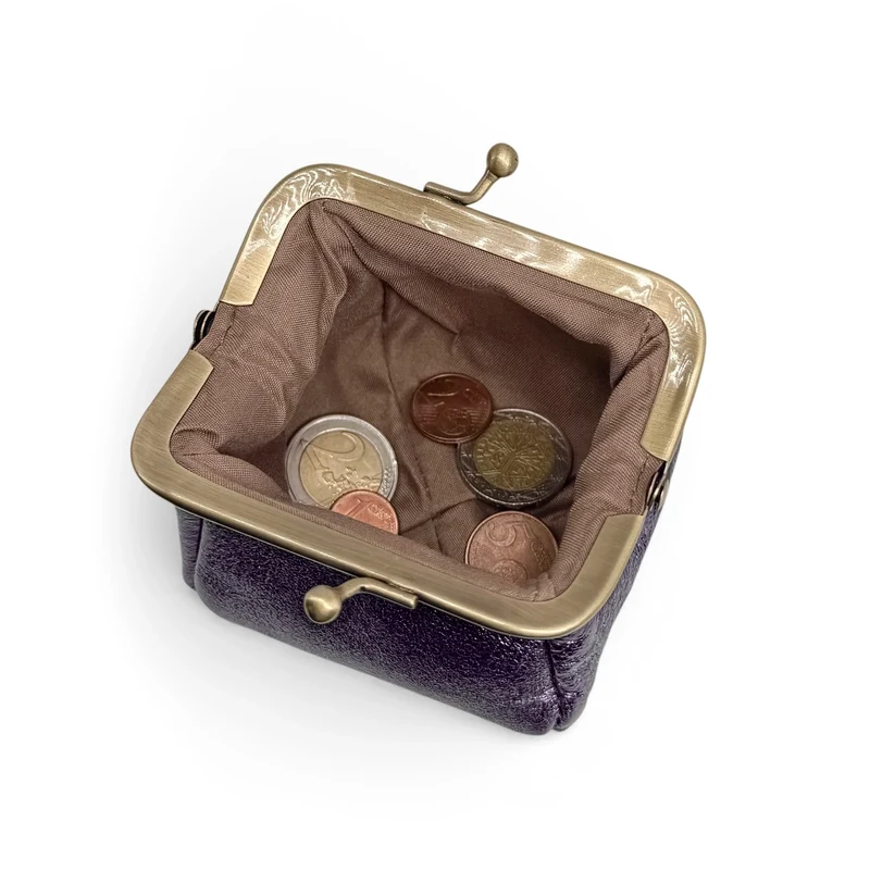 Pochette porte-monnaie en cuir irisé REINETTE Bleu nuit étoilée