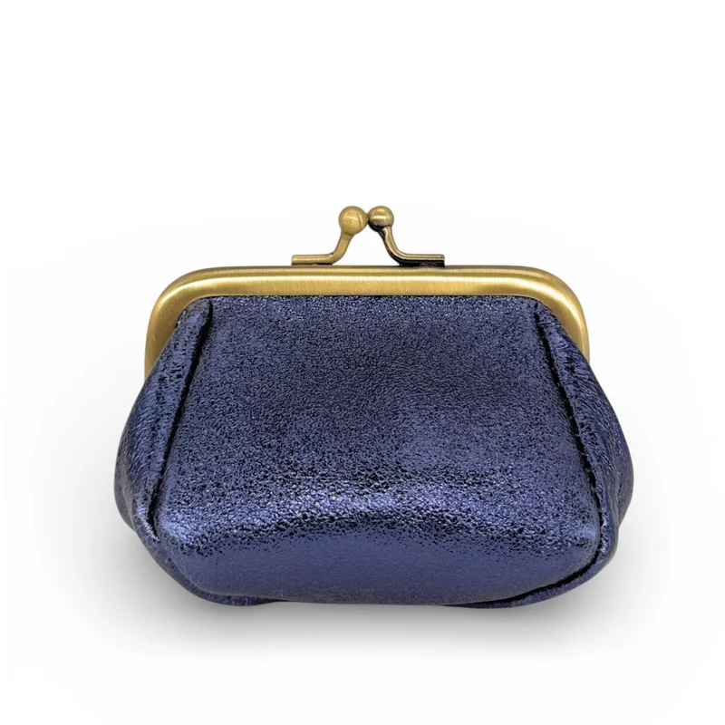 Pochette porte-monnaie en cuir irisé REINETTE Bleu nuit étoilée
