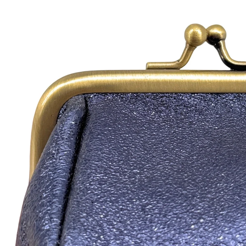 Pochette porte-monnaie en cuir irisé REINETTE Bleu nuit étoilée