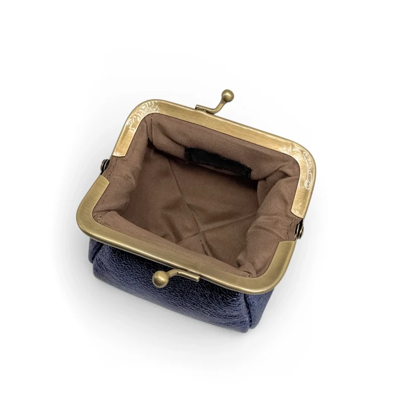 Pochette porte-monnaie en cuir irisé REINETTE Bleu nuit étoilée
