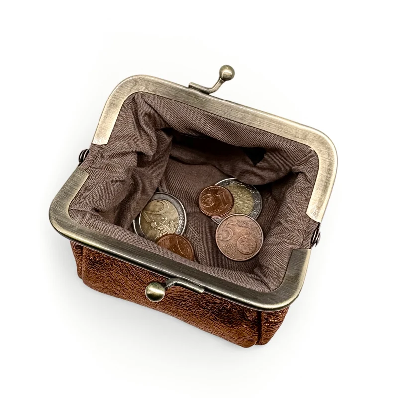Pochette porte-monnaie en cuir irisé REINETTE Marron bronze