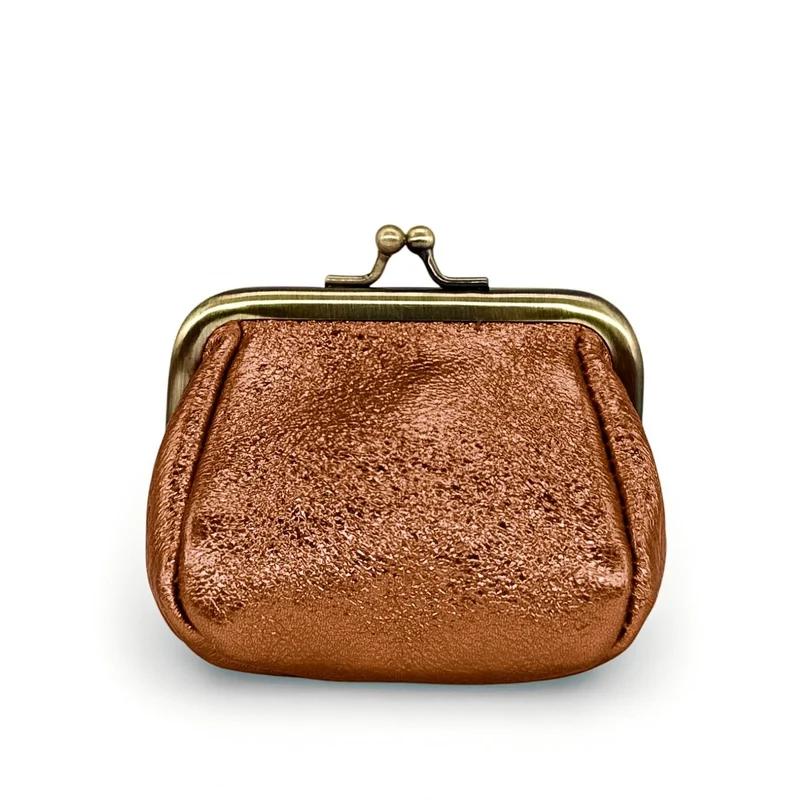 Pochette porte-monnaie en cuir irisé REINETTE Marron bronze