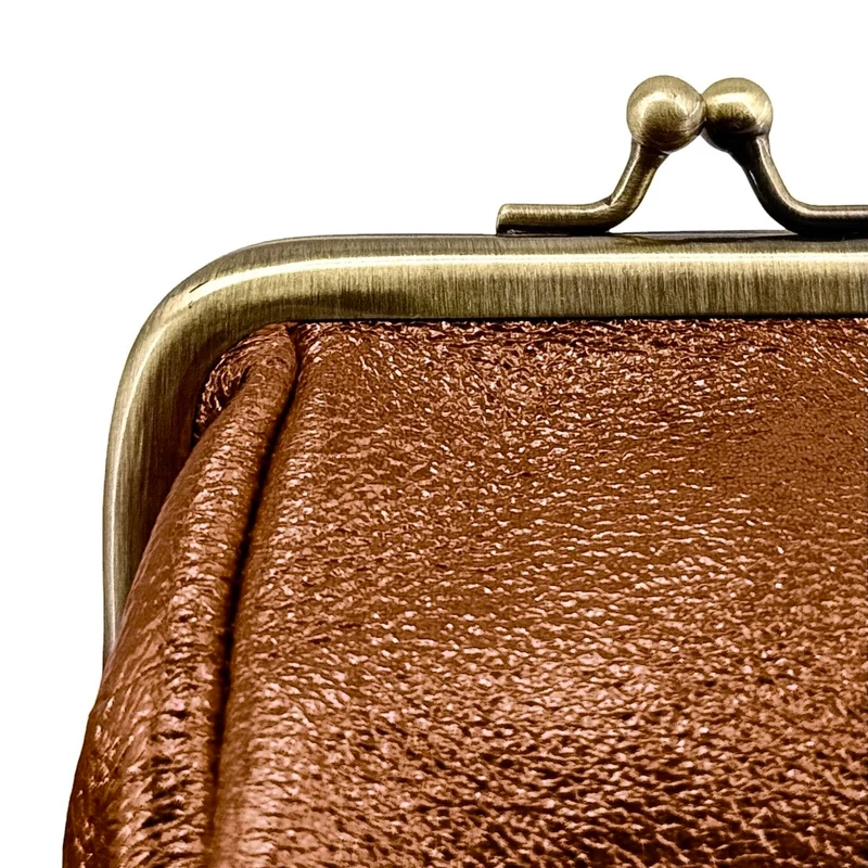 Pochette porte-monnaie en cuir irisé REINETTE Marron bronze