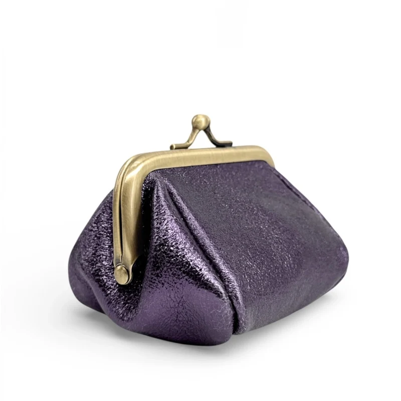 Pochette porte-monnaie en cuir irisé REINETTE Améthyste