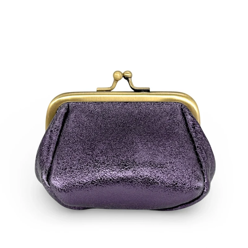 Pochette porte-monnaie en cuir irisé REINETTE Améthyste