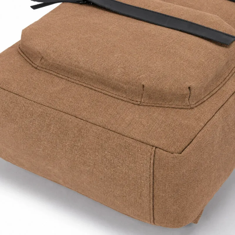 Sac à dos en toile et cuir DUGOMMIER Marron camel foncé