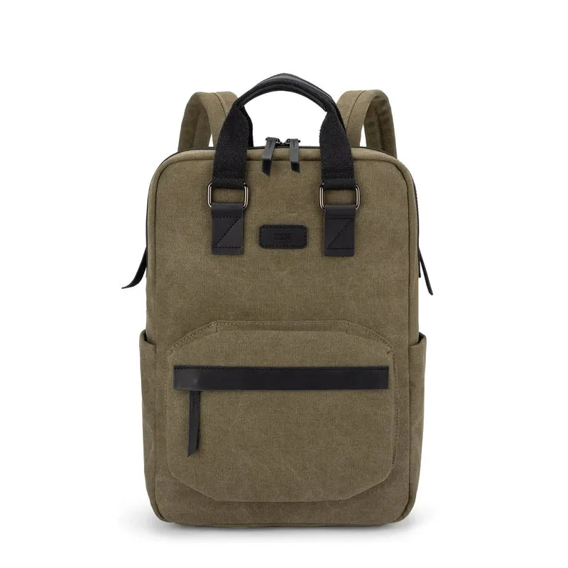 Sac à dos en toile et cuir DUGOMMIER Vert olive