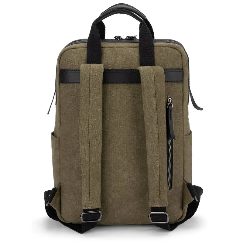 Sac à dos en toile et cuir DUGOMMIER Vert olive