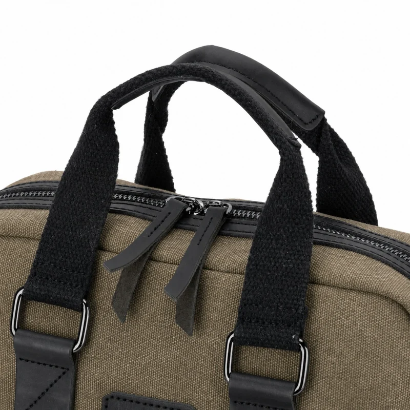 Sac à dos en toile et cuir DUGOMMIER Vert olive