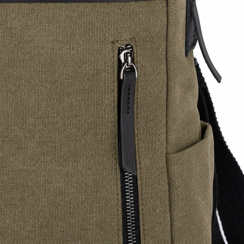 Sac à dos en toile et cuir DUGOMMIER Vert olive