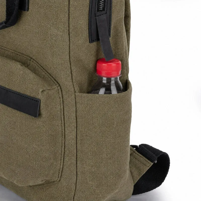 Sac à dos en toile et cuir DUGOMMIER Vert olive