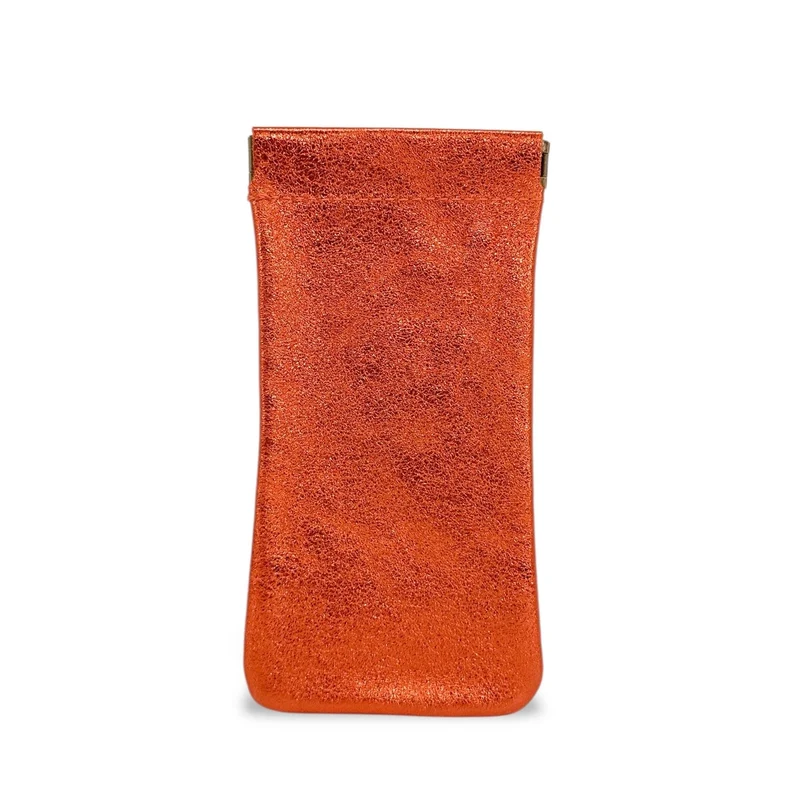 Etui à lunettes en cuir irisé OCULUS Orange mandarine
