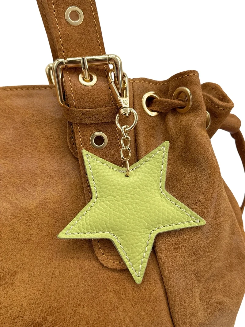 Porte-clés en cuir grainé ETOILE Vert matcha latte