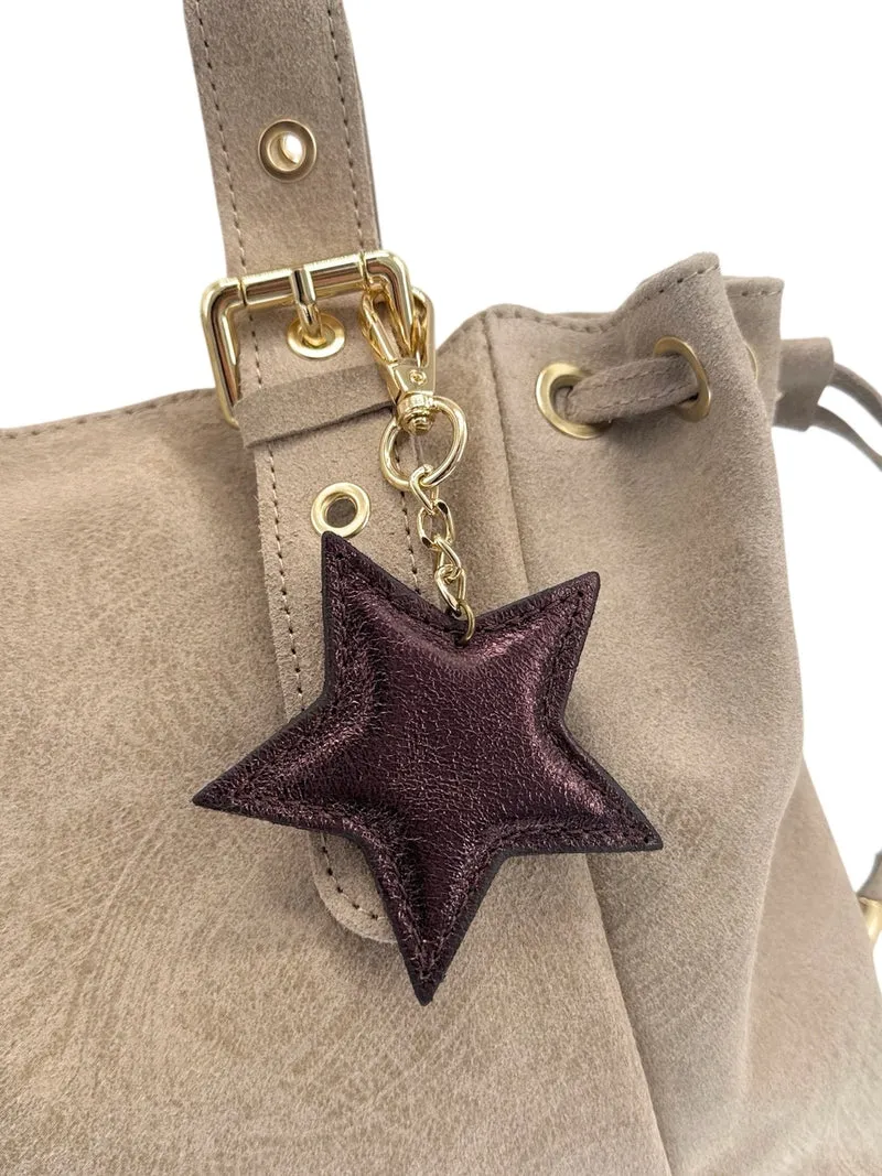 Porte-clés en cuir irisé ETOILE GLOW Chocolat irisé