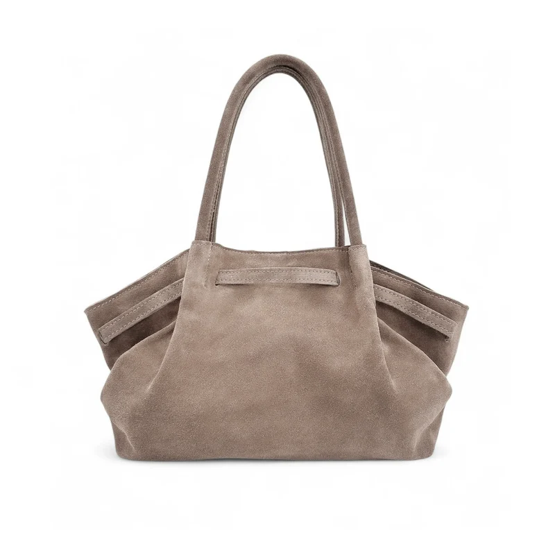 Sac cabas loose en daim ALANA Gris taupé
