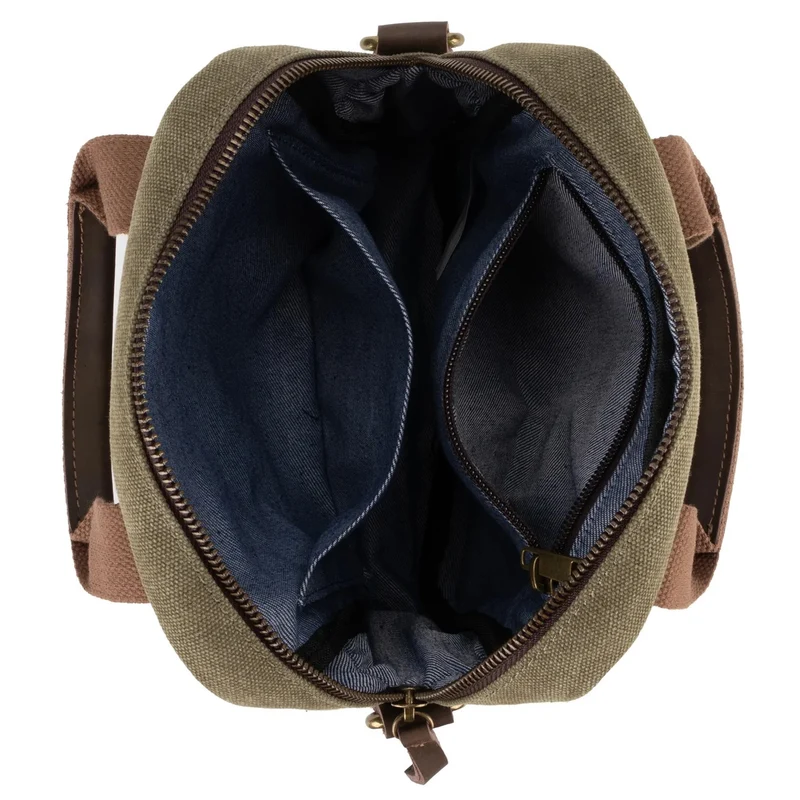 Sacoche en toile et cuir VANEAU Vert olive