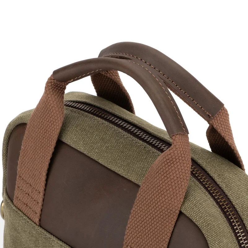 Sacoche en toile et cuir VANEAU Vert olive
