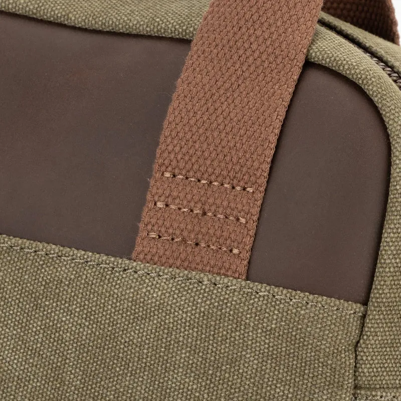 Sacoche en toile et cuir VANEAU Vert olive