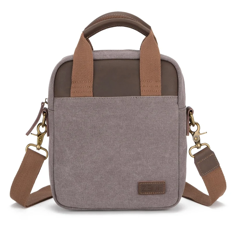 Sacoche en toile et cuir VANEAU Gris taupé