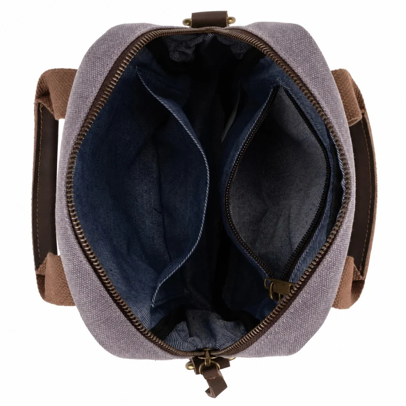 Sacoche en toile et cuir VANEAU Gris taupé