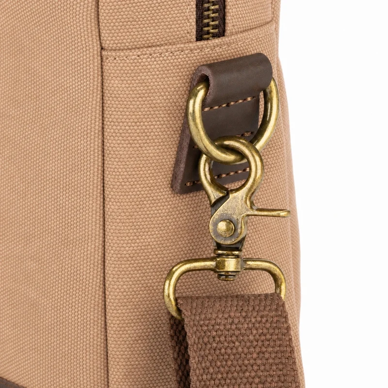 Sacoche en toile et cuir VANEAU Marron camel foncé