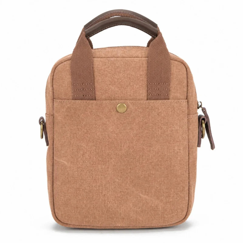 Sacoche en toile et cuir VANEAU Marron camel foncé