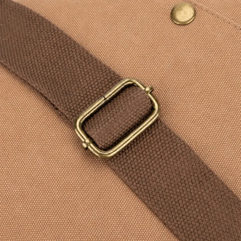 Sacoche en toile et cuir VANEAU Marron camel foncé