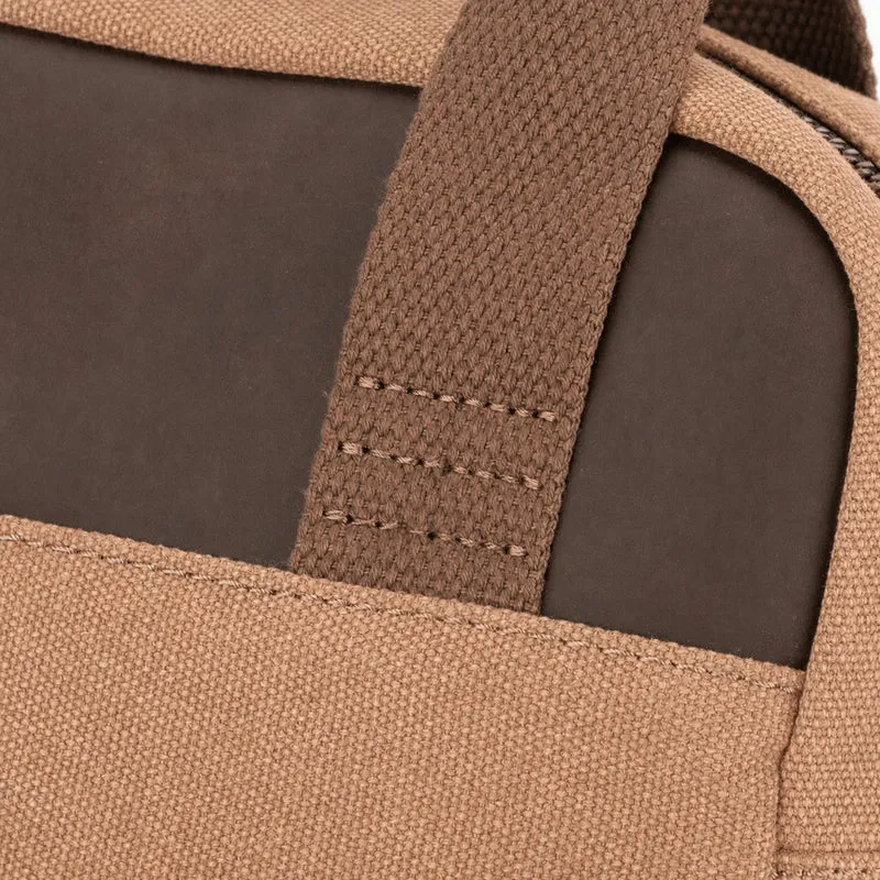 Sacoche en toile et cuir VANEAU Marron camel foncé