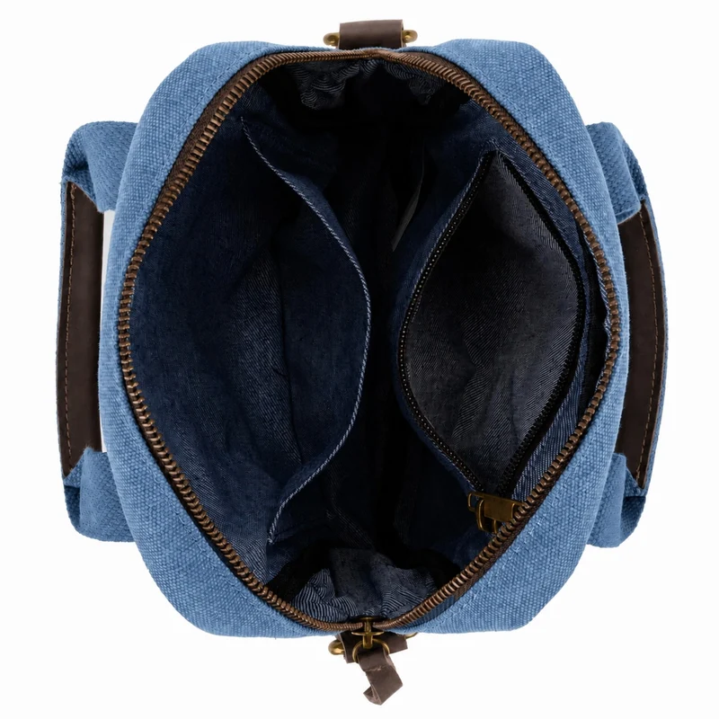 Sacoche en toile et cuir VANEAU Bleu denim
