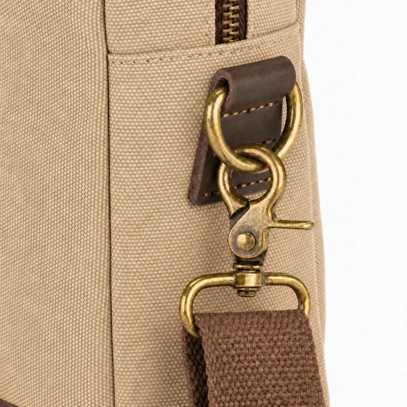 Sacoche en toile et cuir VANEAU Beige foncé