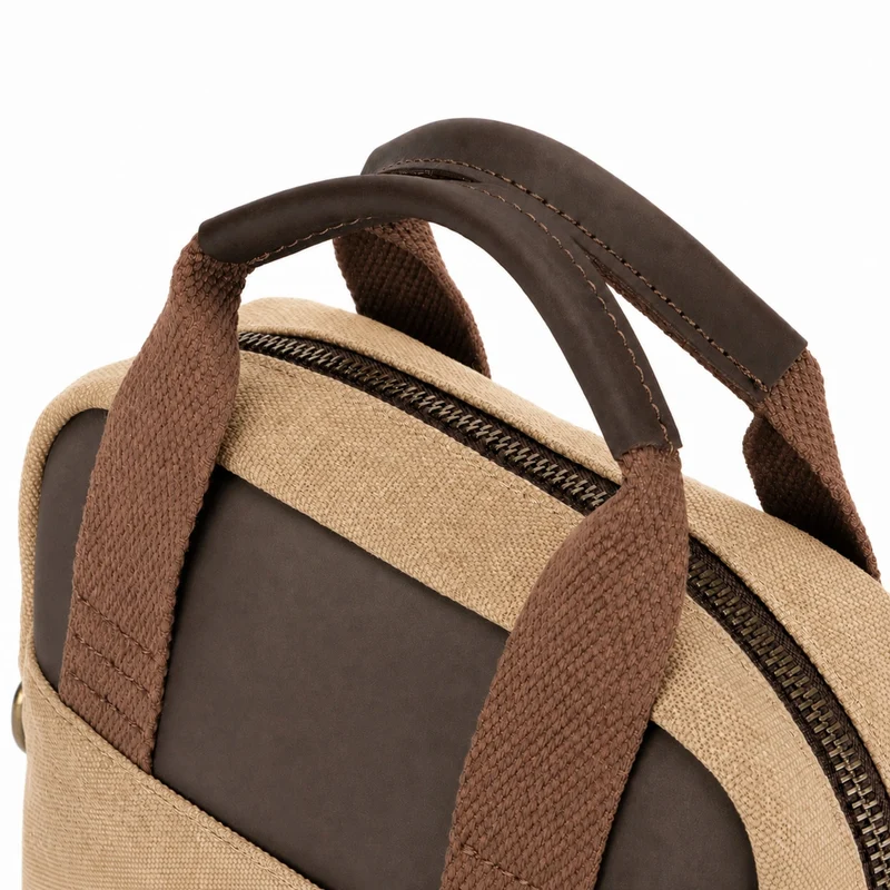 Sacoche en toile et cuir VANEAU Beige foncé