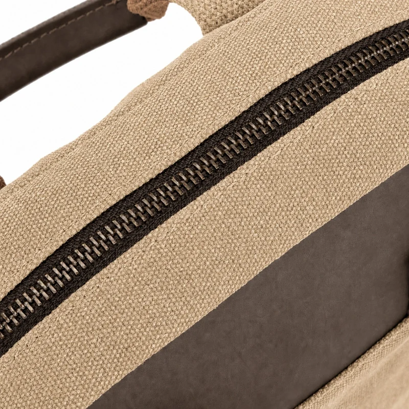 Sacoche en toile et cuir VANEAU Beige foncé