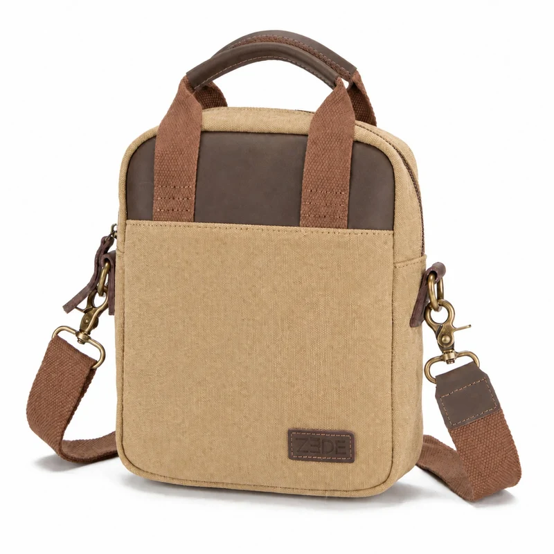 Sacoche en toile et cuir VANEAU Beige foncé