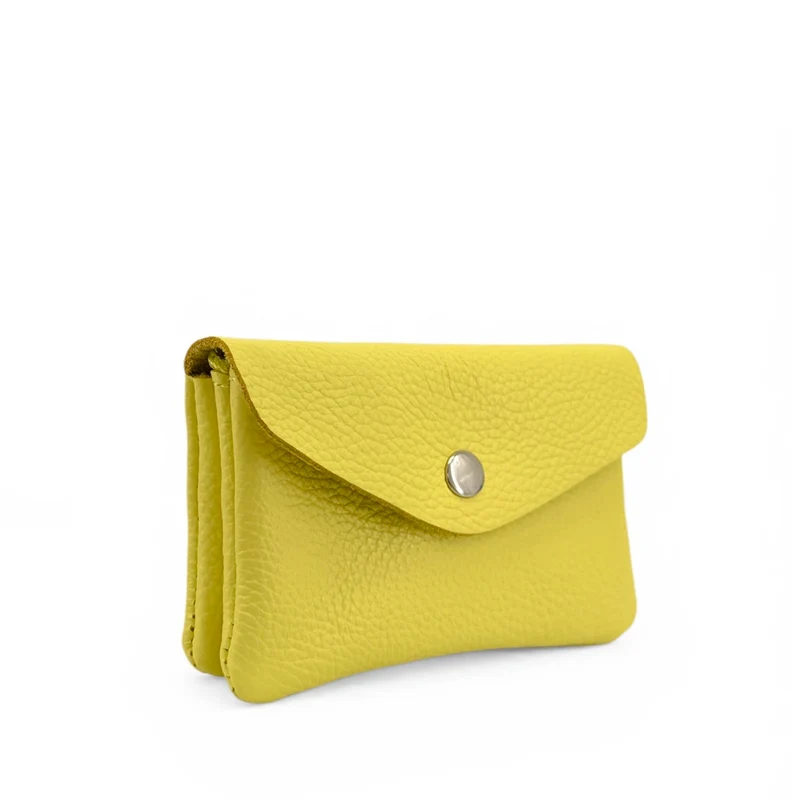 Pochette porte-monnaie en cuir grainé COMPO Jaune citron