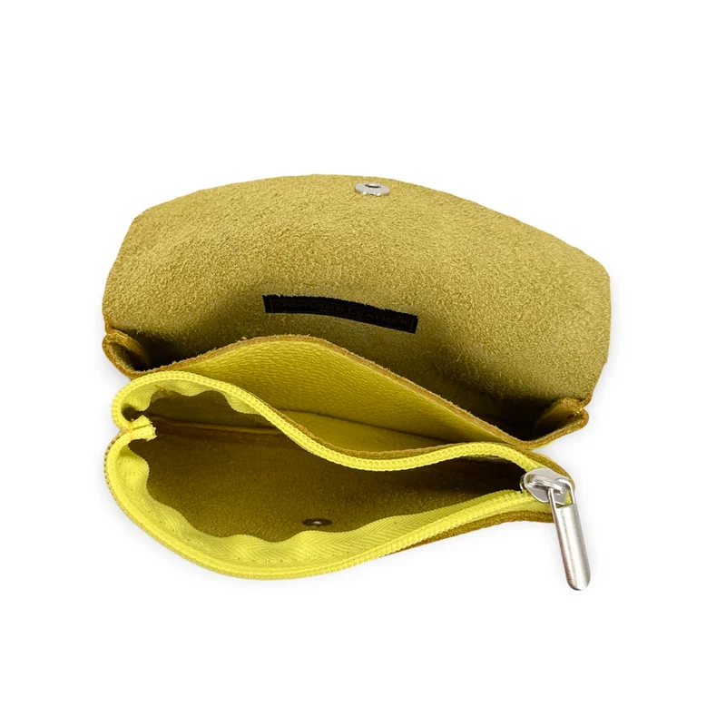 Pochette porte-monnaie en cuir grainé COMPO Jaune citron