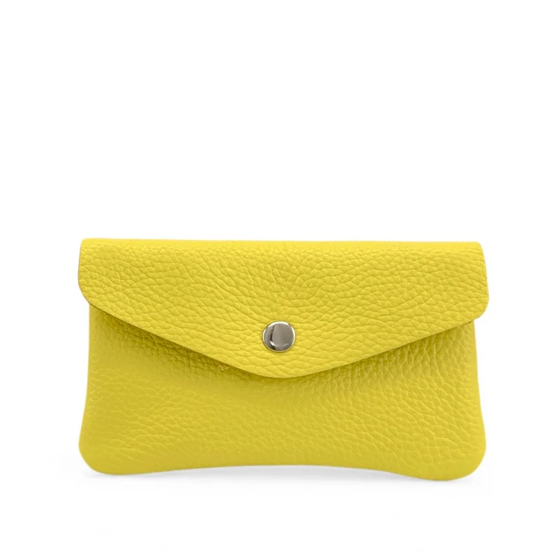 Pochette porte-monnaie en cuir grainé COMPO Jaune citron