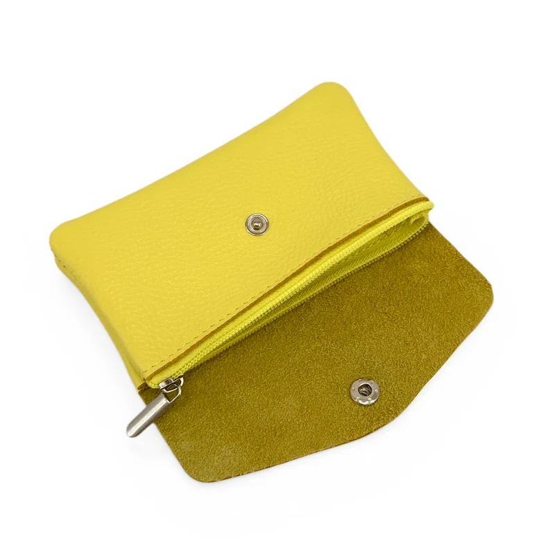 Pochette porte-monnaie en cuir grainé COMPO Jaune citron