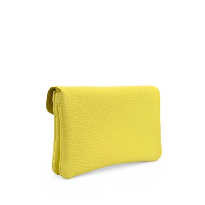 Pochette porte-monnaie en cuir grainé COMPO Jaune citron