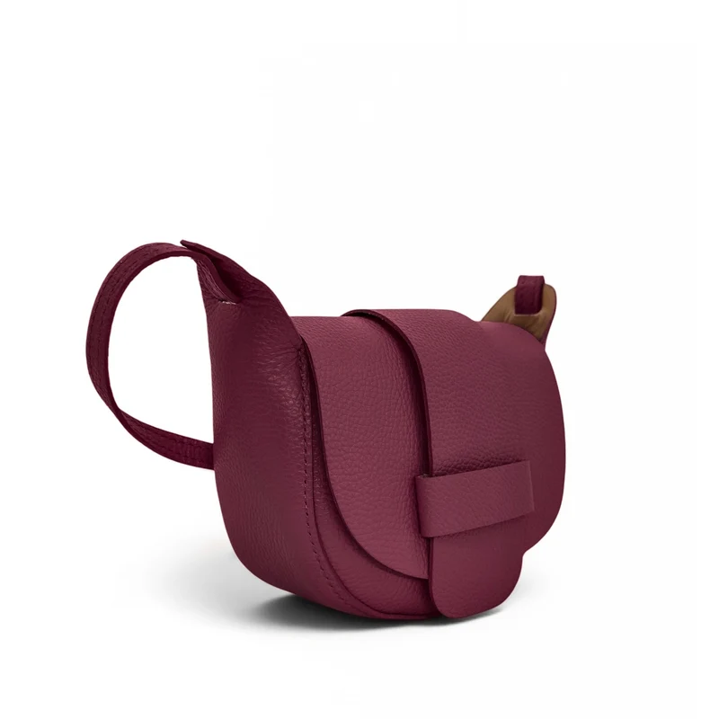 Mini sac besace en cuir grainé LOLLY Prune
