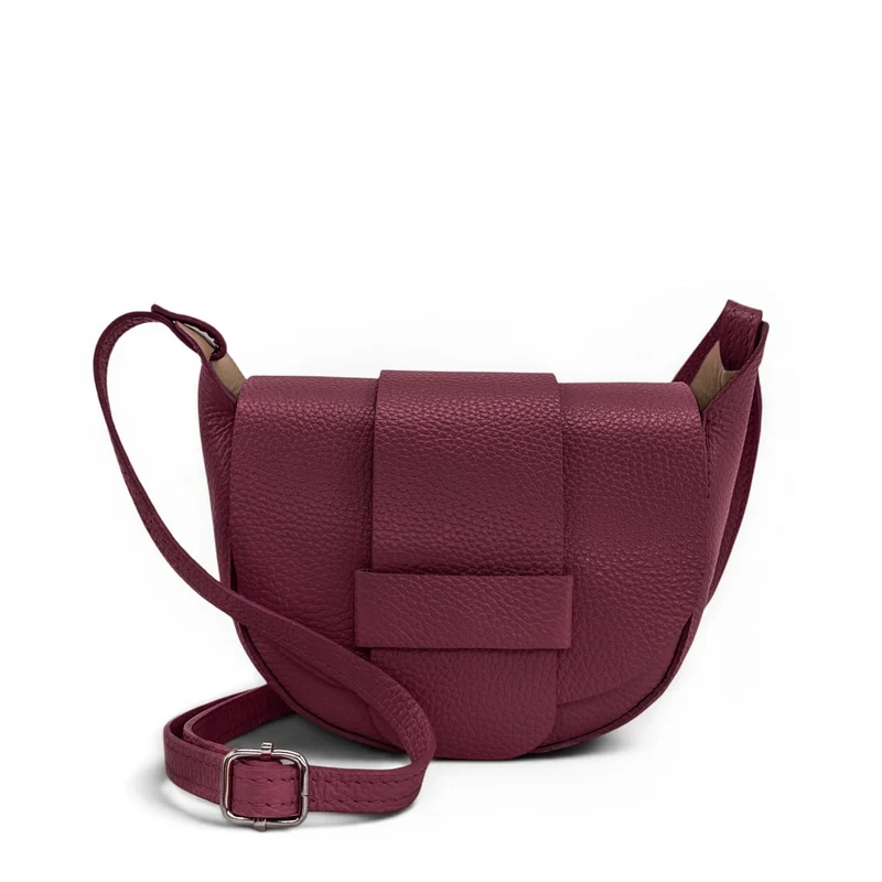Mini sac besace en cuir grainé LOLLY Prune