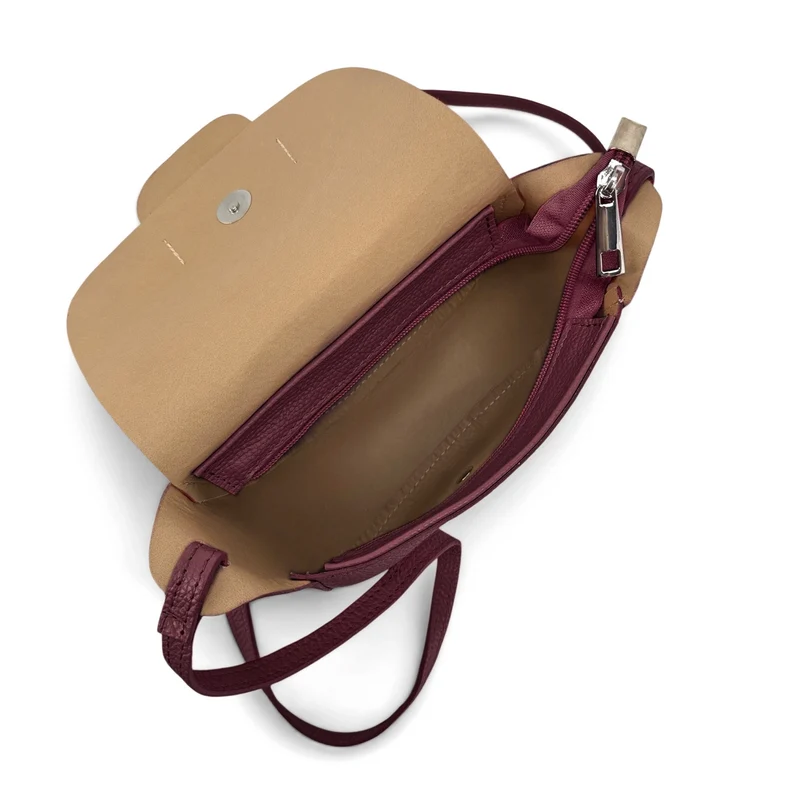 Mini sac besace en cuir grainé LOLLY Prune